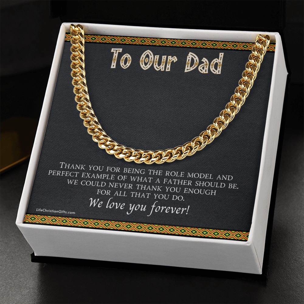 To Our Dad Cuban Link Chain With Message Card For Dad