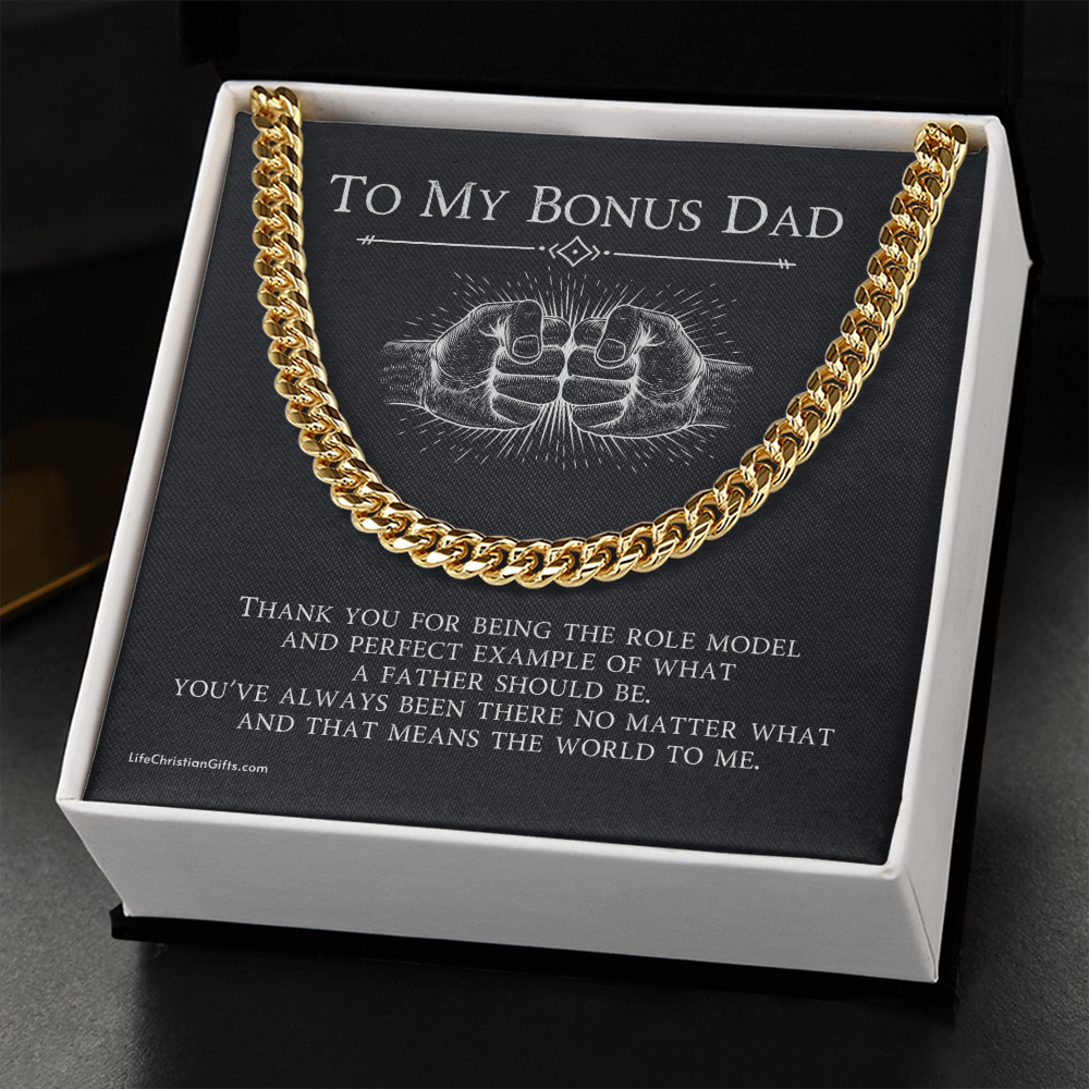 To Bonus Dad Cuban Link Chain With Fist Bump Message Card