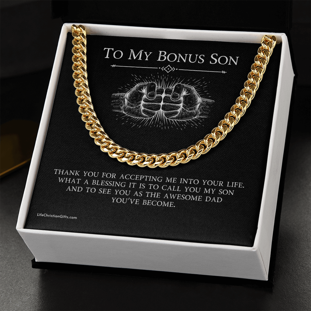 To Bonus Son Cuban Link Chain With Kente Border Message Card