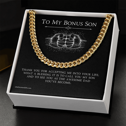 To Bonus Son Cuban Link Chain With Kente Border Message Card