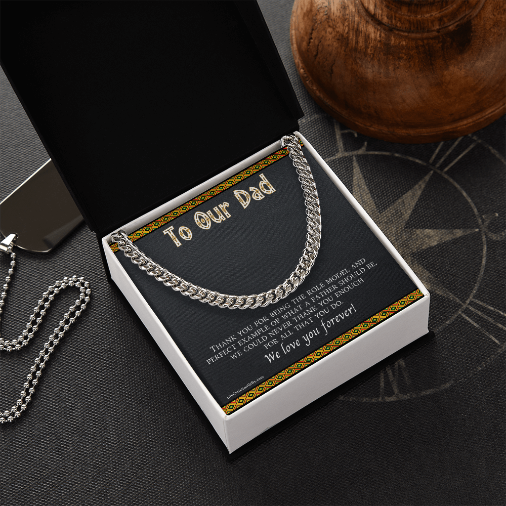 To Our Dad Cuban Link Chain With Message Card For Dad