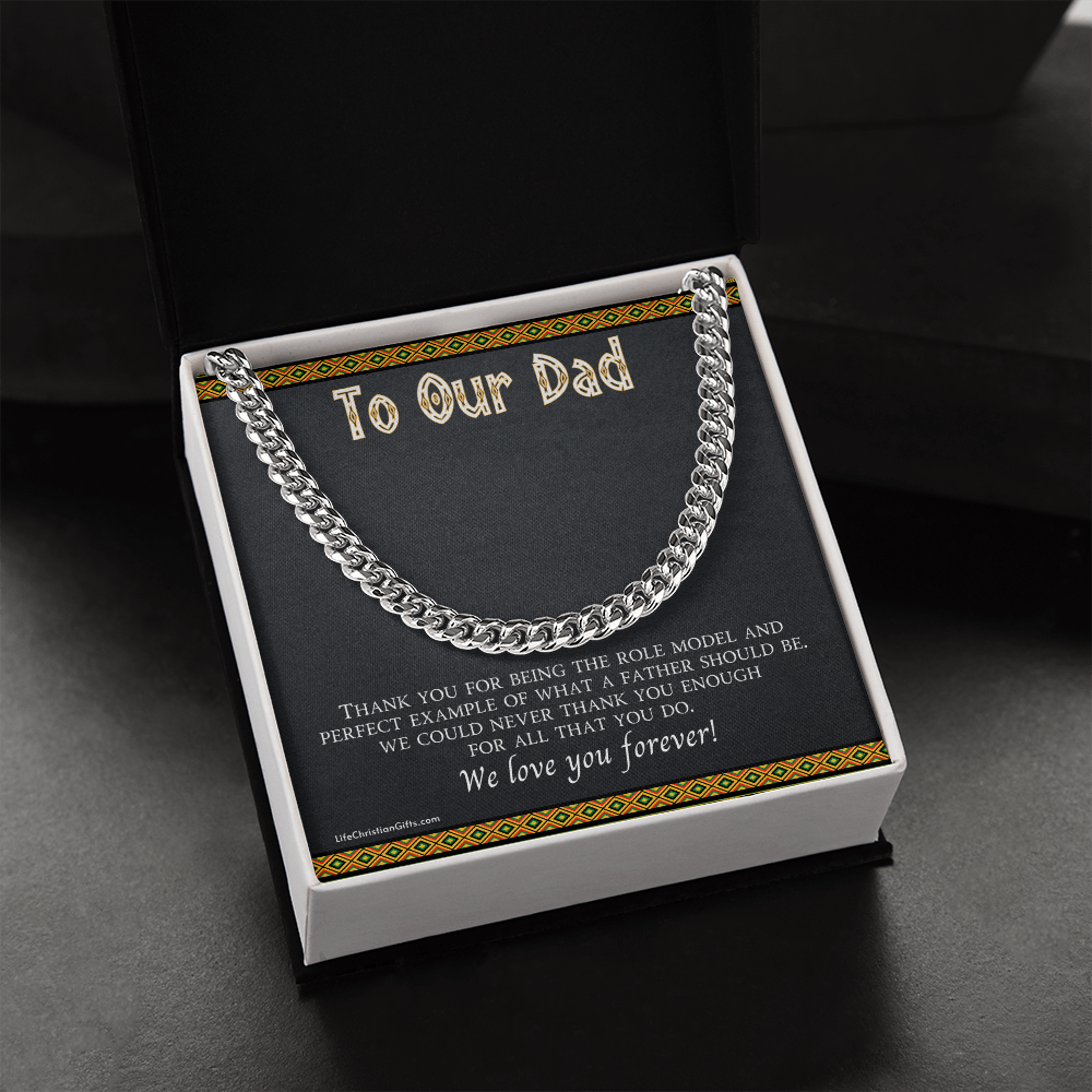 To Our Dad Cuban Link Chain With Message Card For Dad