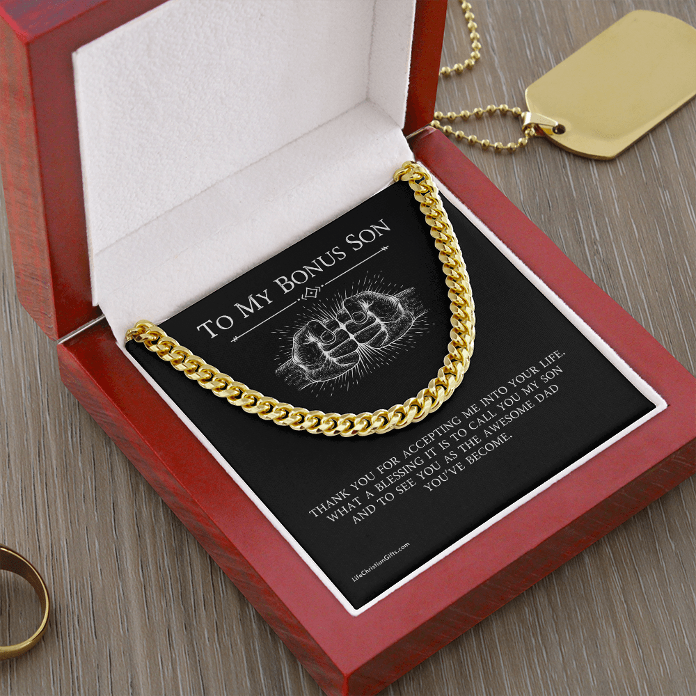 To Bonus Son Cuban Link Chain With Kente Border Message Card