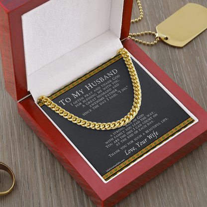 To My Husband - Cuban Link Chain With Kente Border Message Card