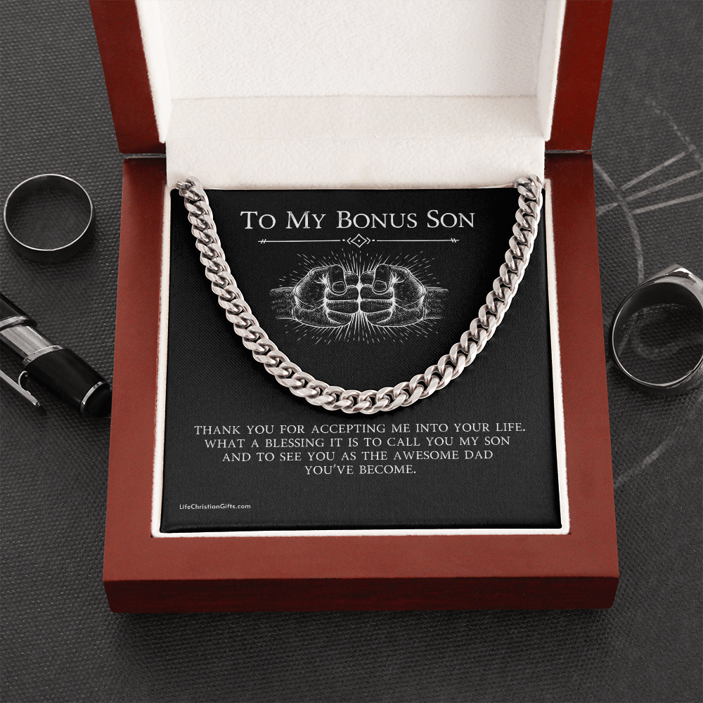 To Bonus Son Cuban Link Chain With Kente Border Message Card
