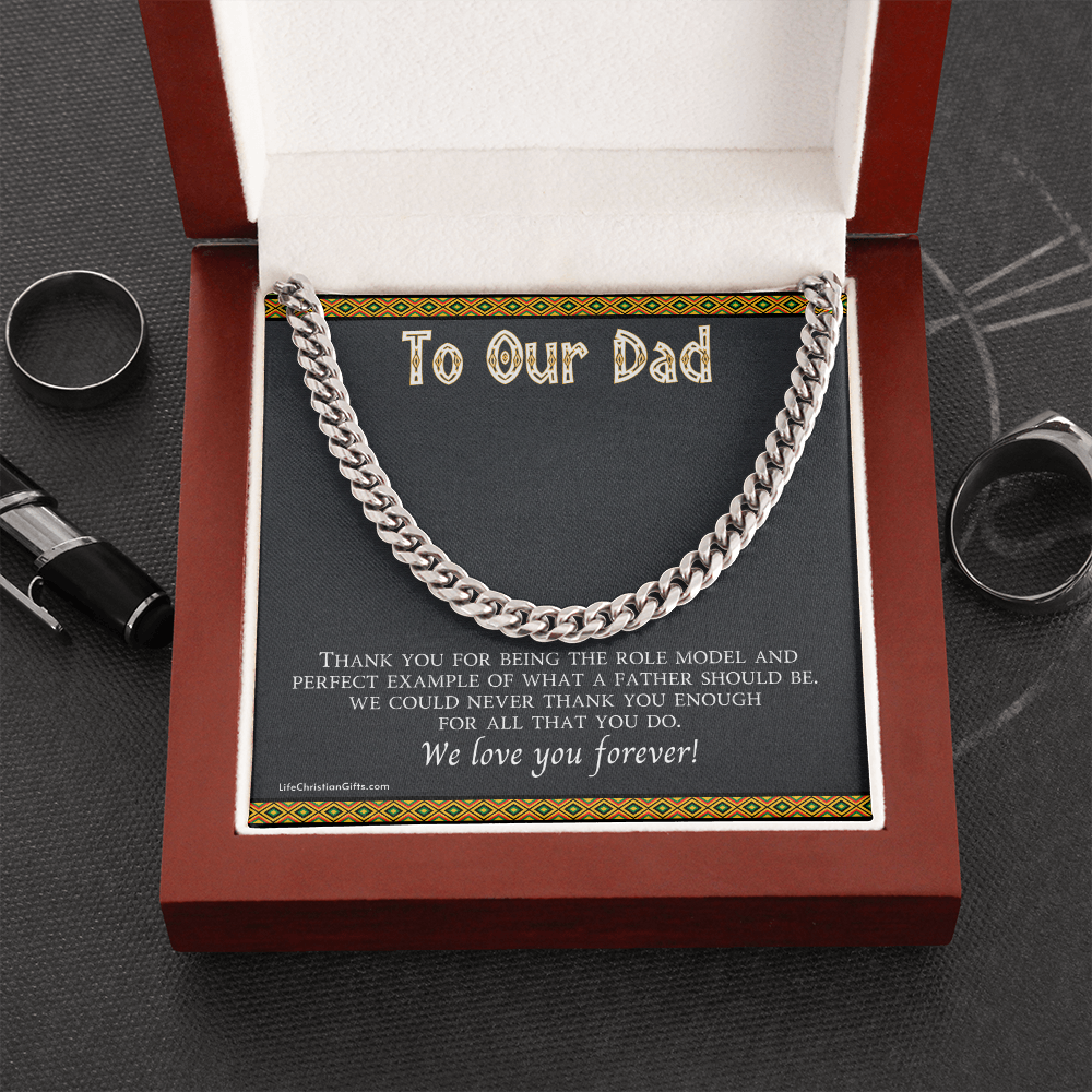 To Our Dad Cuban Link Chain With Message Card For Dad