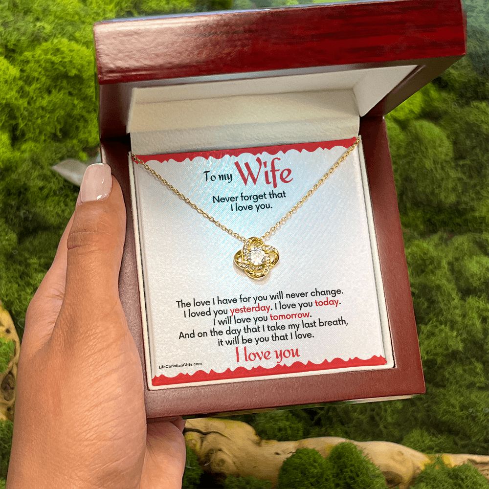 To Wife Love Knot Necklace With Message Card - Love For You