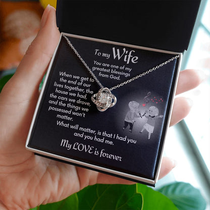 To Wife Love Knot Necklace With Message Card - Together | Black