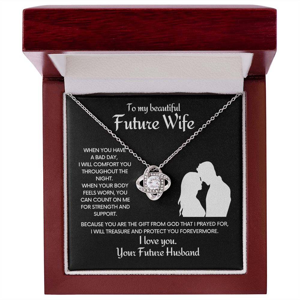 Future Wife Love Knot Necklace With Message Card - Comfort You - Black