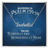 Name Necklace With Bible Verse Jewelry Message Card. Card features Bible verse Psalm 139:14 -Fearfully and Wonderfully Made. Stainless Steel  Custom Name Necklace.