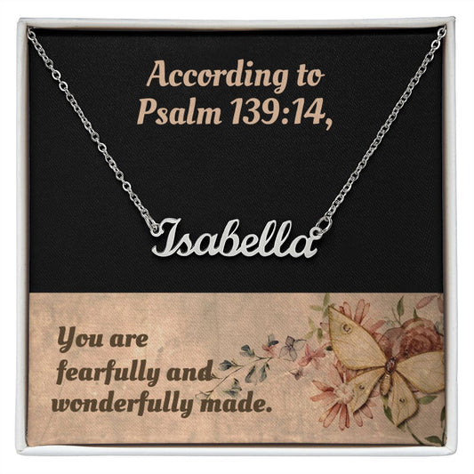 Name Necklace With Bible Verse Message Card