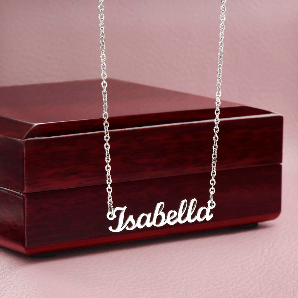 Custom Name Necklace With Bible Verse Message Card - Joshua 1:9
