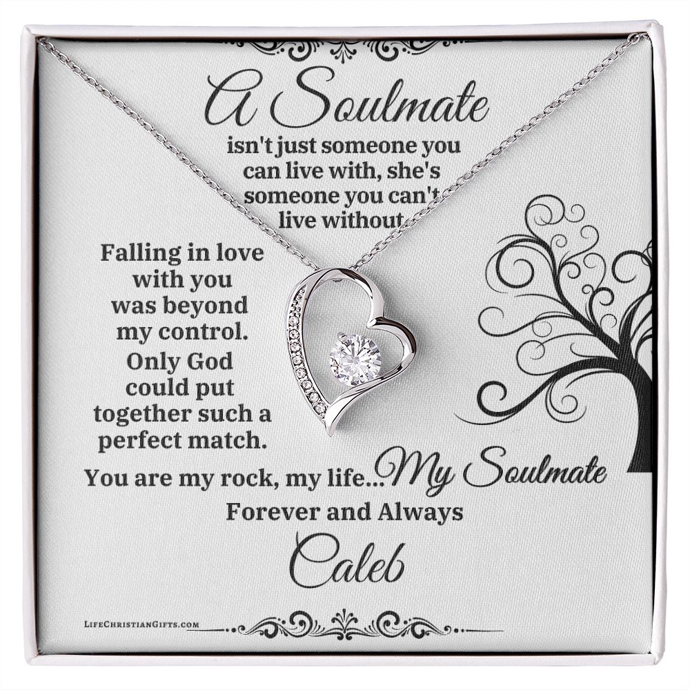Personalized To My Soulmate Message Card With Forever Love Heart Necklace - God Matched