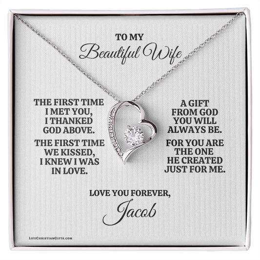 Personalized To Wife Message Card And Forever Love Necklace
