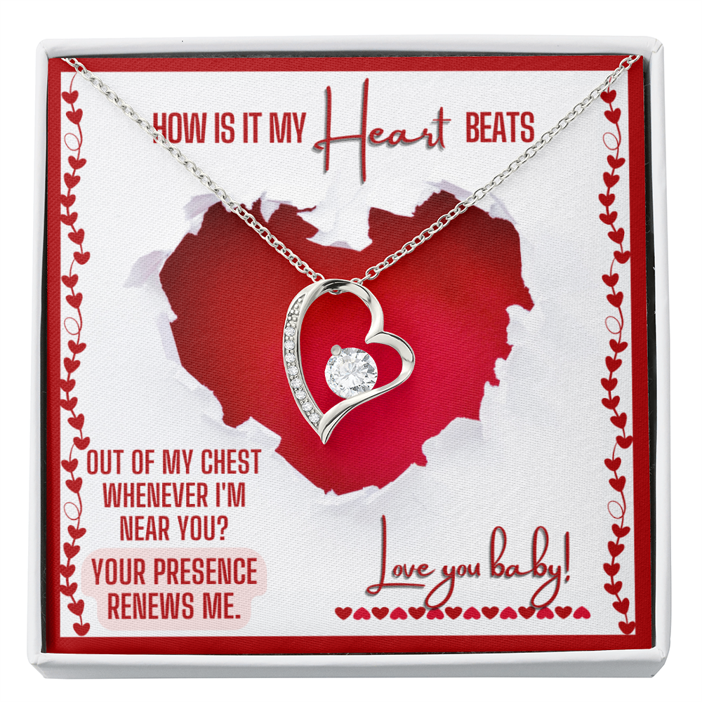 Heart Necklace For The Love Of Your Life - Heart Beats Valentine Message Card