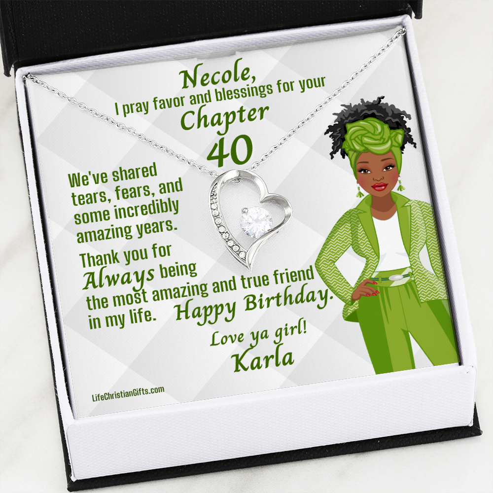 Personalized Chapter Birthday Message Card and Forever Love Necklace - African American