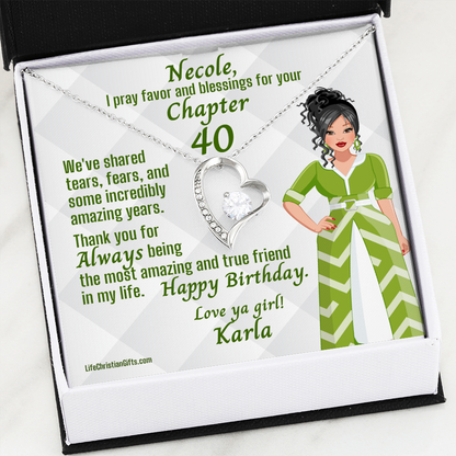 Personalized Chapter Birthday Message Card and Forever Love Necklace - Hispanic