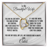 Personalized To Wife Message Card With Heart Necklace - Perfect Match