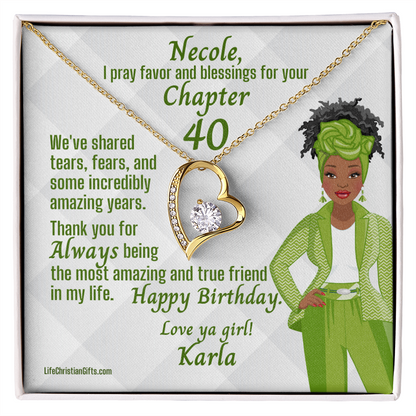 Chapter Birthday Gold Necklace Message Card - African American