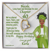 Load image into Gallery viewer, Chapter Birthday Gold Necklace Message Card - African American