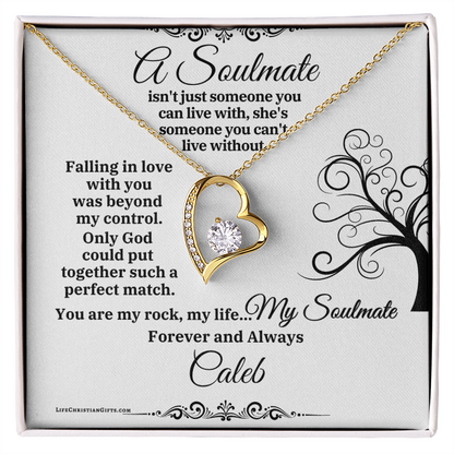 Personalized To My Soulmate Message Card With Forever Love Heart Necklace - God Matched