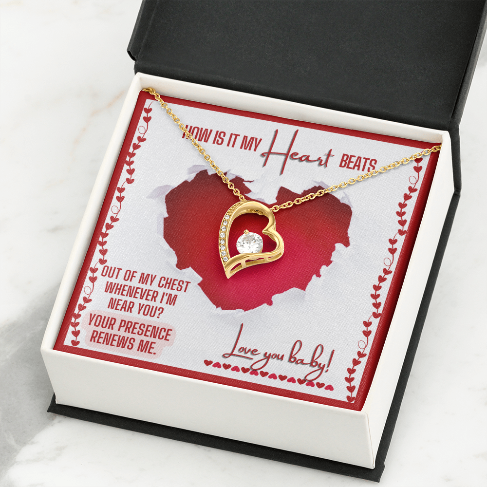 Heart Necklace For The Love Of Your Life - Heart Beats Valentine Message Card