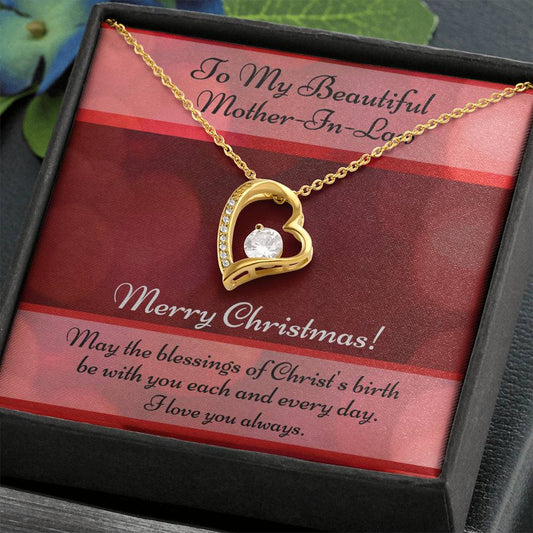 Christmas Card and Cubic Zirconia Necklace For Mother-In-Law