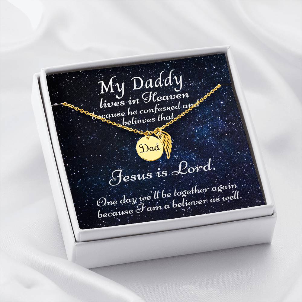 Daddy In Heaven Remembrance Necklace-gold-box