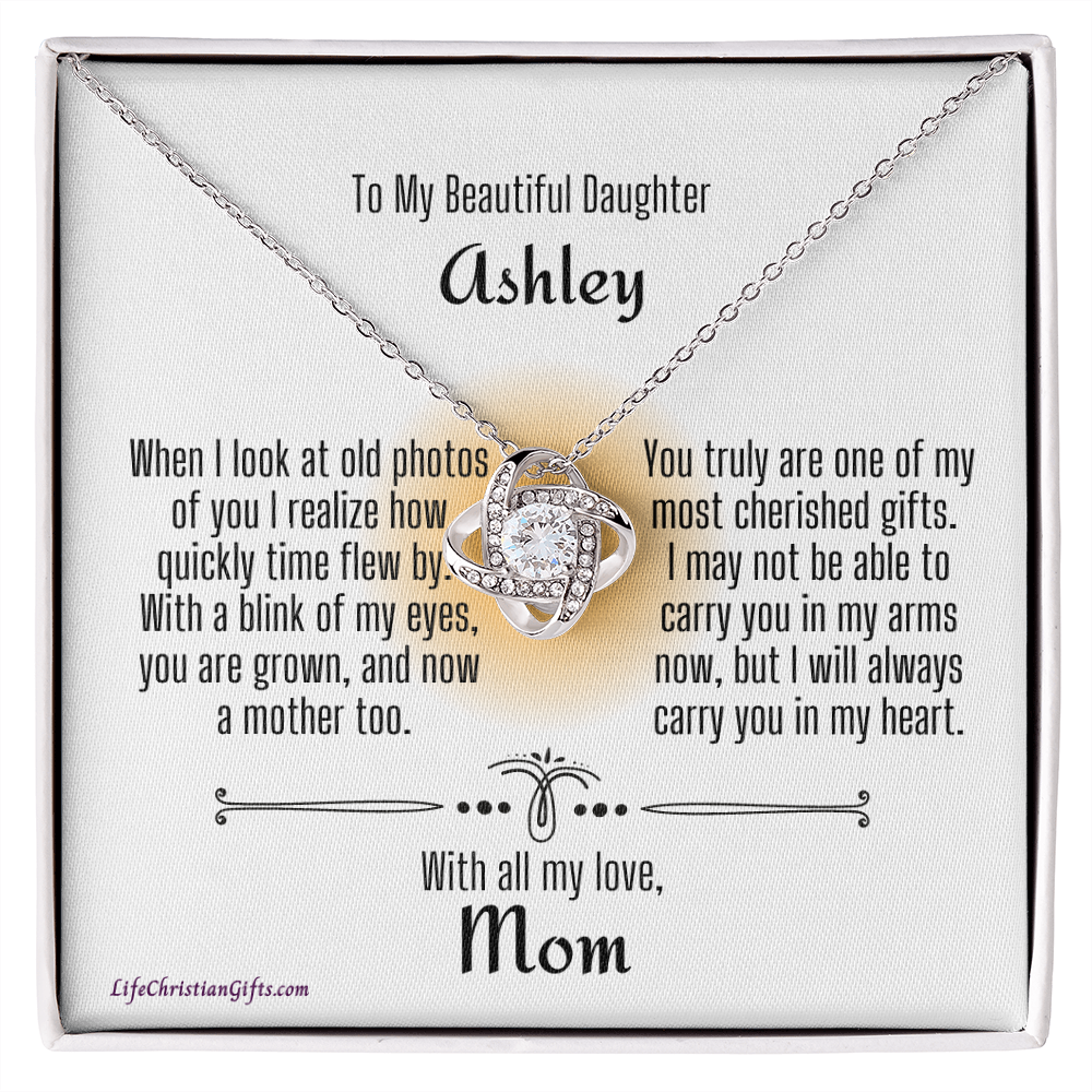 Personalized Message To Daughter With Love Knot Necklace - Photos Of You