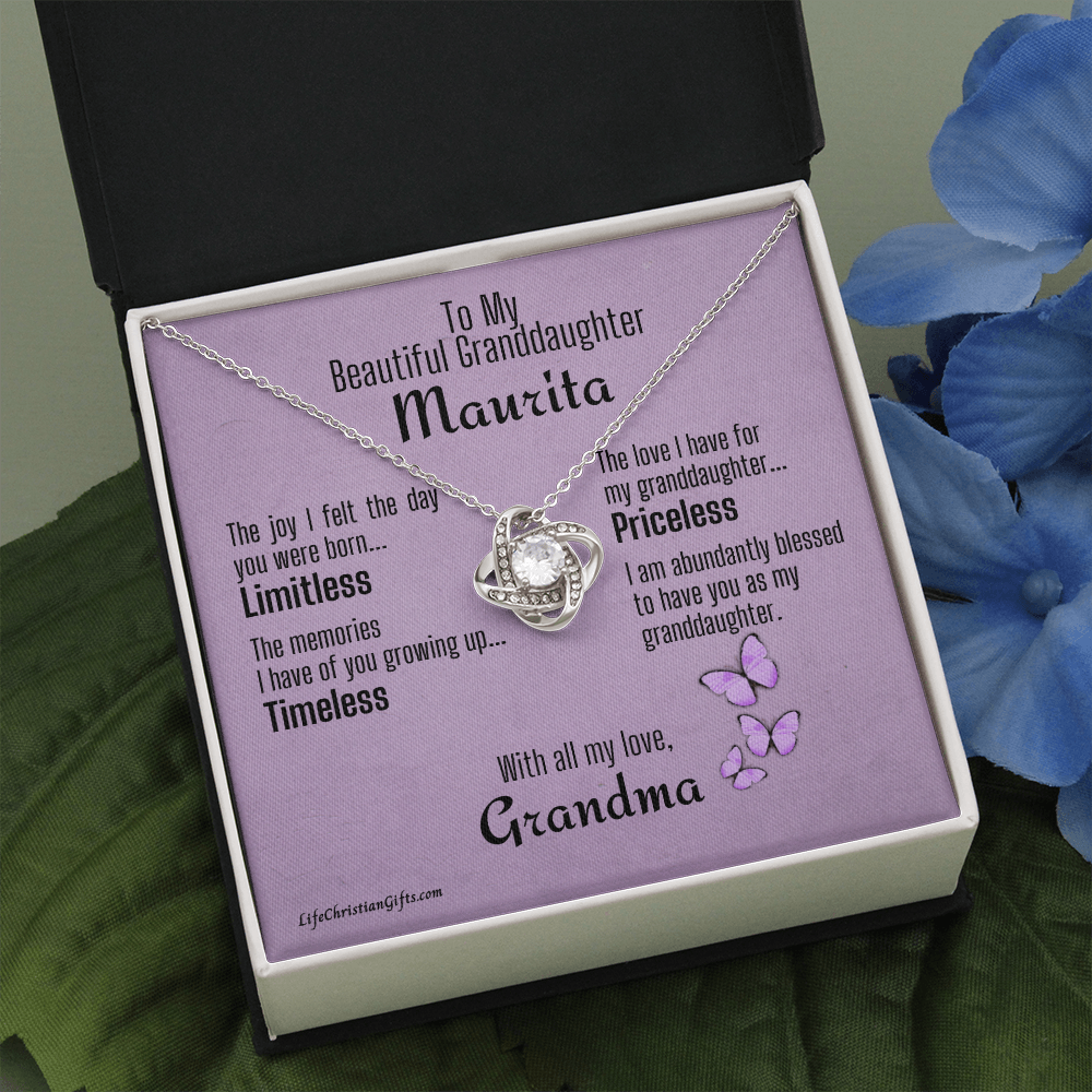 Personalized Gift Card To Granddaughter With Love Knot Necklace - Priceless