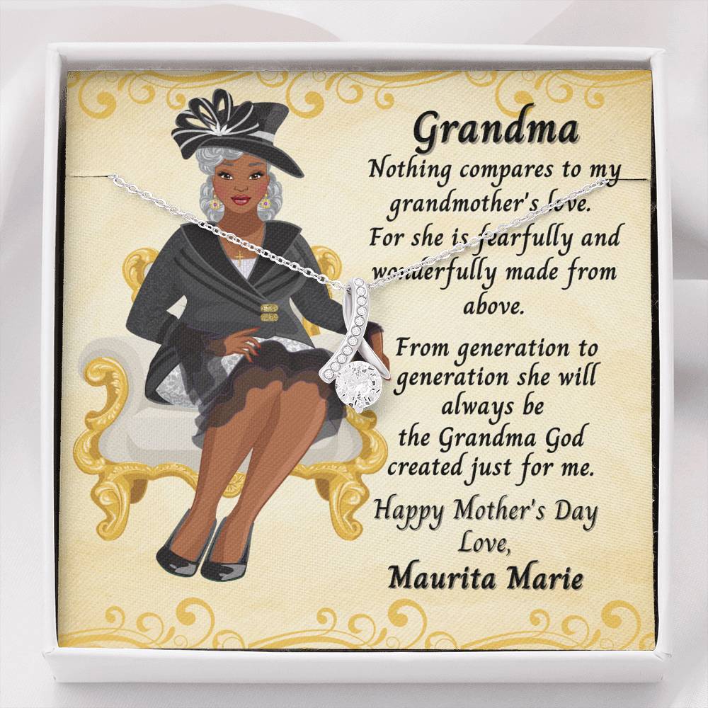 Ribbon Shaped Necklace African American Grandma Card - Wonderfully Made