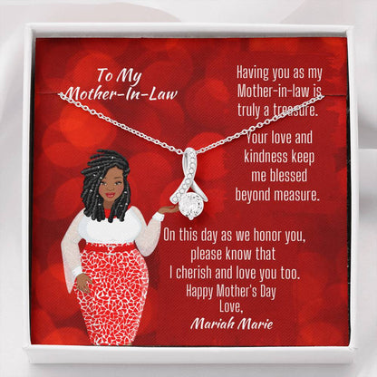 Ribbon Necklace For Mother-In-Law Mother's Day Message Card