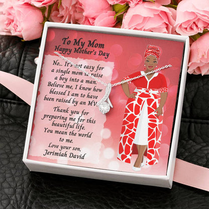 Ribbon Shaped Alluring Necklace - Mother's Day - Single Mom From Son - Red Dress