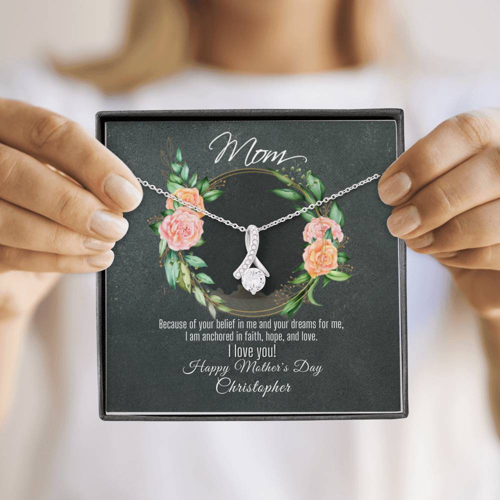 Ribbon Allure Necklace For Mother's Day With Message Card - Your Belief