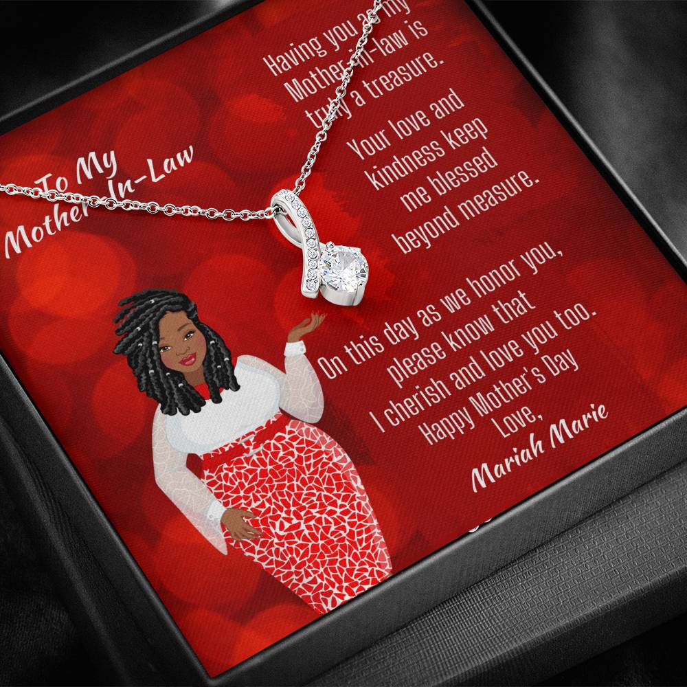 Ribbon Necklace For Mother-In-Law Mother's Day Message Card