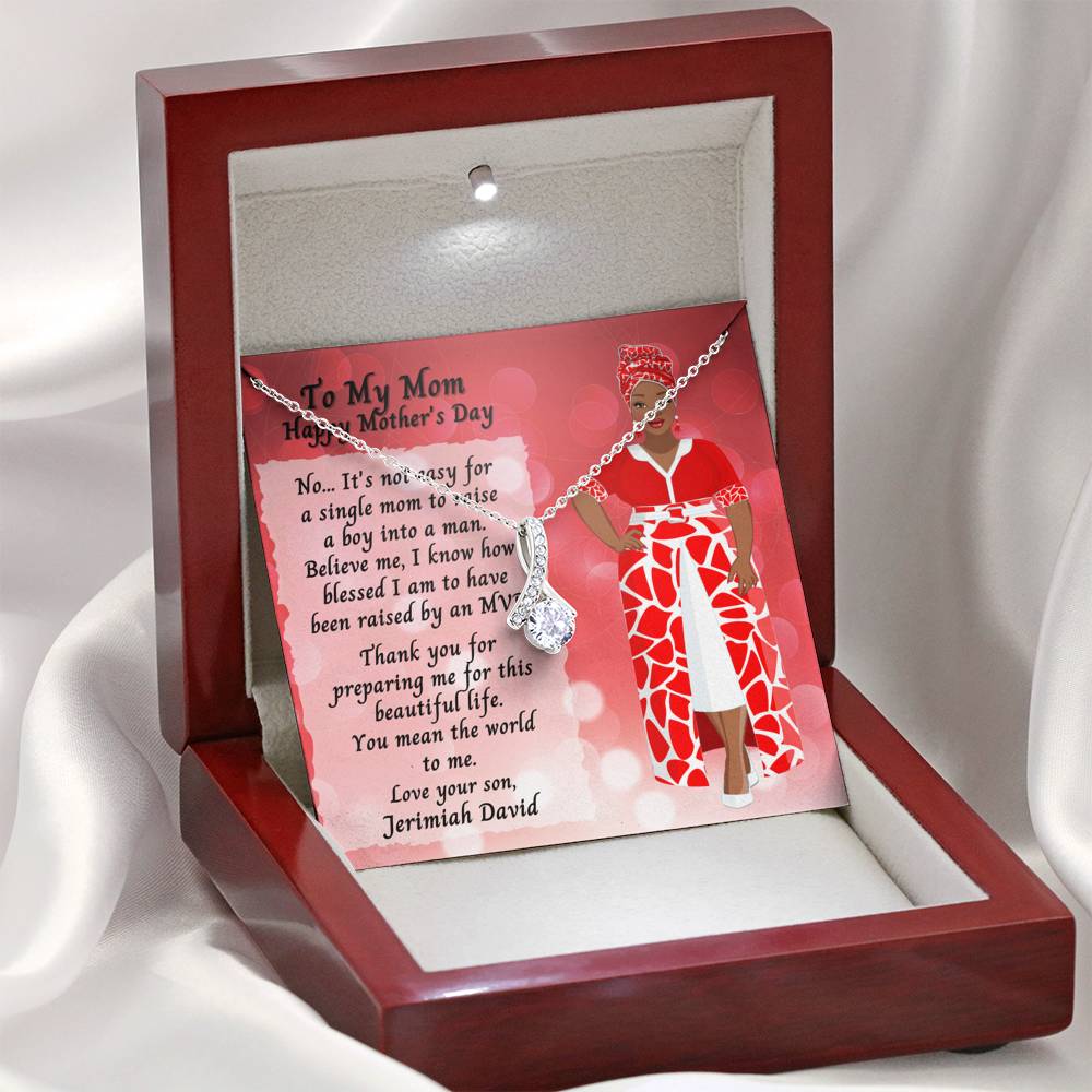 Alluring-Necklace-Single-Mom-Mothers-Day-From-Son-Red-Mahogany-Box-Open