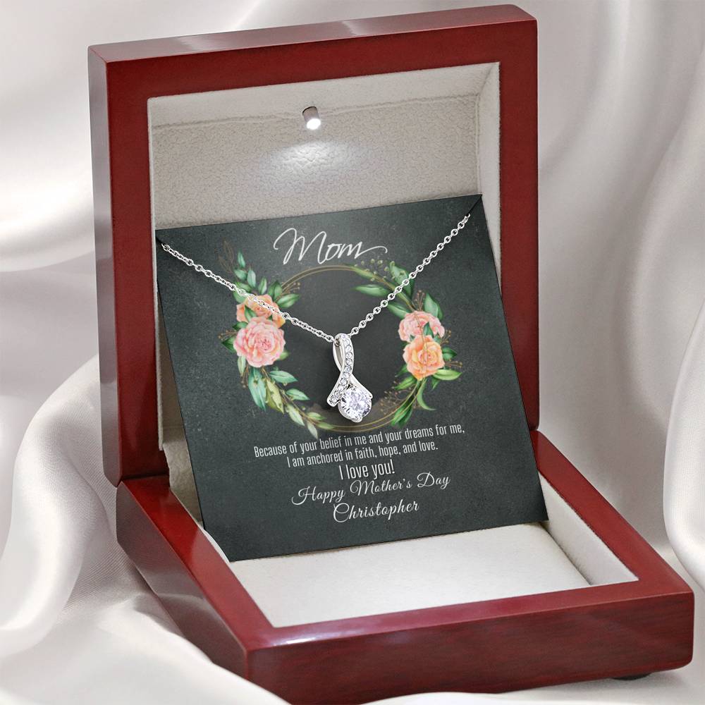 Ribbon Allure Necklace For Mother's Day With Message Card - Your Belief