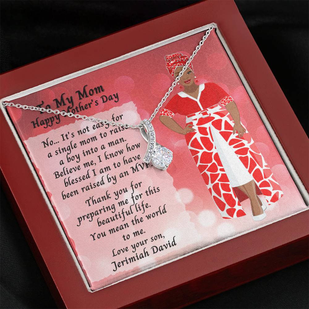 Alluring-Necklace-Single-Mom-Mothers-Day-From-Son-Red-Mahogany-Box-Closeup