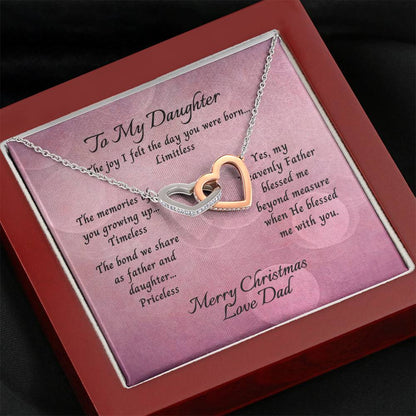 Daughter From Dad Two Heart Necklace-Mahogany Box