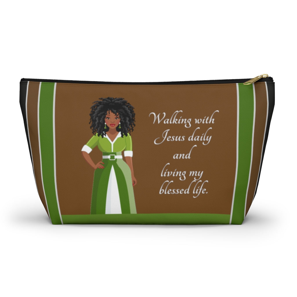 Walking With Jesus Daily - Living Blessed Life Accessory Pouch - African American