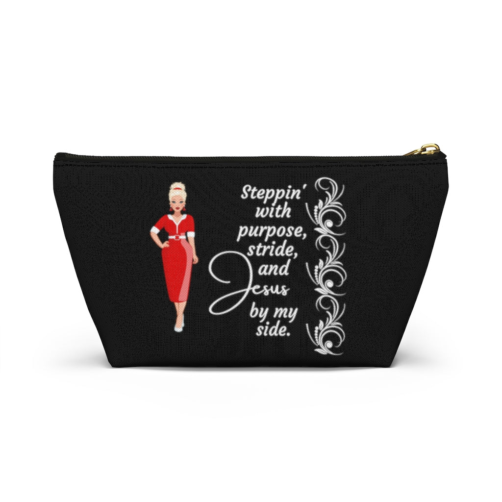 Steppin' With Purpose, Stride And Jesus Cosmetic Pouch or Accessory Bag