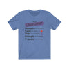 Overcomer Christian T-Shirt in blue. Includes word of encouragement - Champion, Faith, Hope, strength, and Triumph.