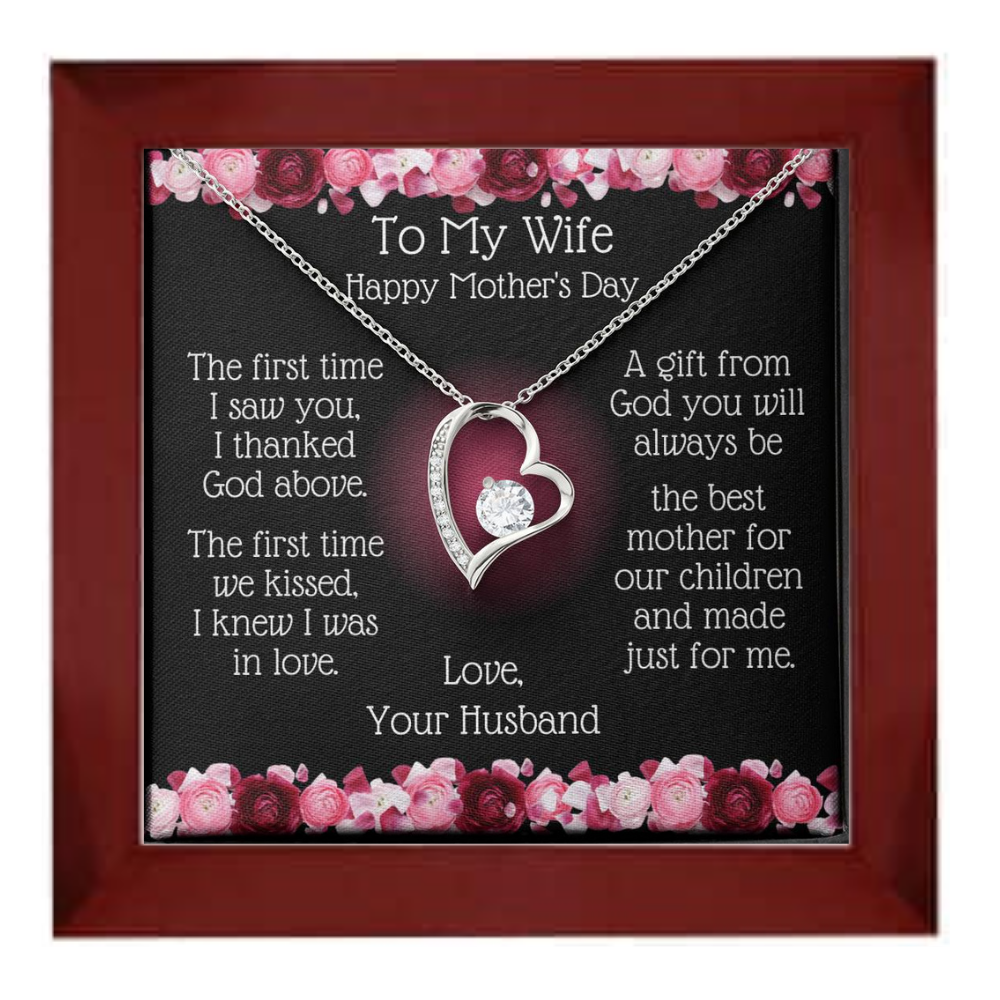 Heart Necklace | To My Wife, Best Mother To Our Children Message Card