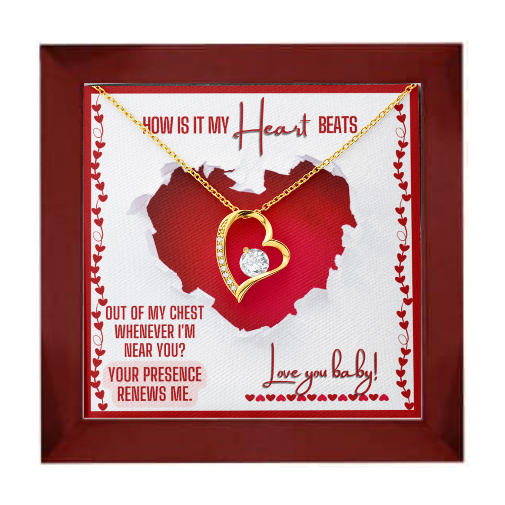Heart Necklace For The Love Of Your Life - Heart Beats Valentine Message Card
